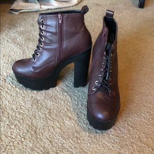3 for 10 Soda Burgundy Platform Boots